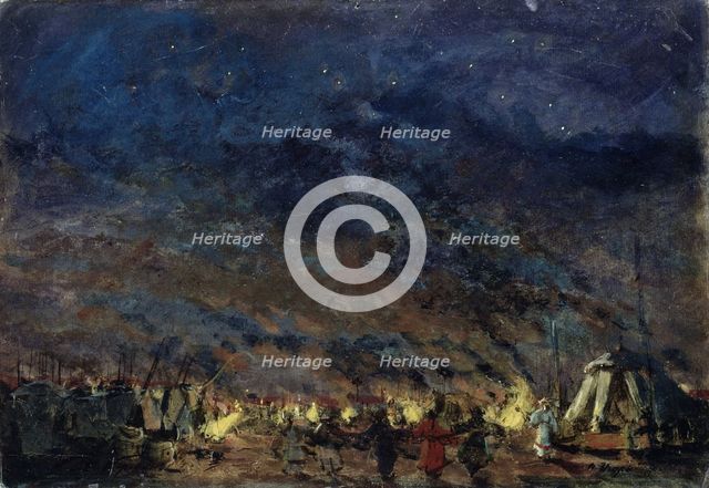 The Polovtsian camp. Stage design for the opera Prince Igor by A. Borodin, 1914. Artist: Korovin, Konstantin Alexeyevich (1861-1939)