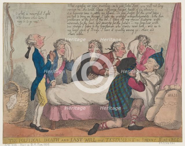 The Political Death and Last Will and Testament of Johnny Mac-Cree, April 28, 1805., April 28, 1805. Creator: Thomas Rowlandson.