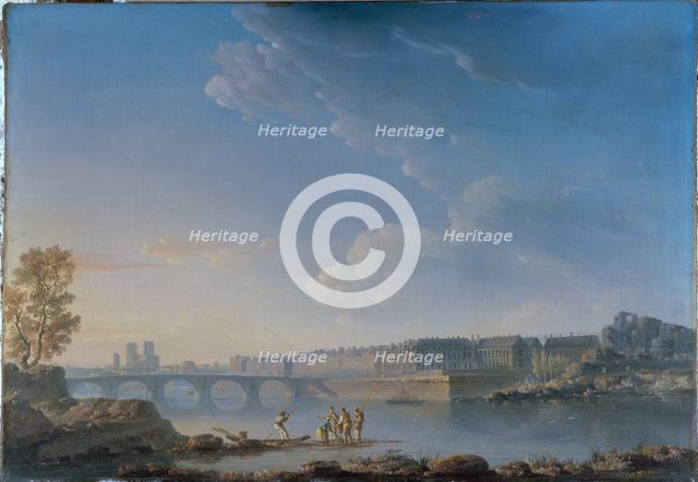 The Pont de la Tournelle, Île Saint-Louis, Île Louviers, c1780. Creator: Alexandre Jean Noel.