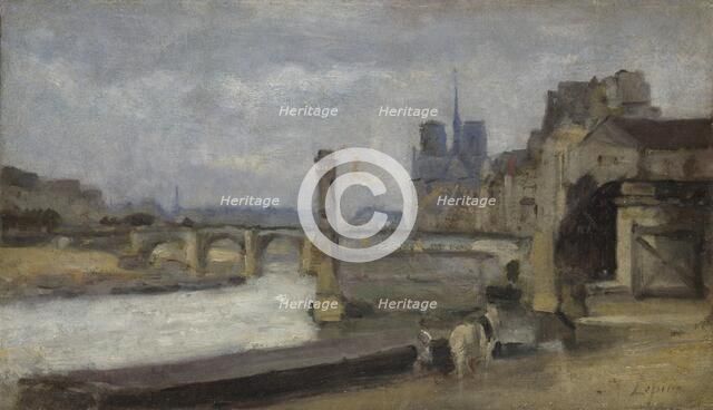 The Pont de la Tournelle, Paris, 1862-1864. Artist: Lepine, Stanislas (1836-1892)