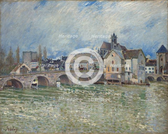 The Pont de Moret-sur-Loing, flood time, c1889. Creator: Sisley, Alfred (1839-1899).