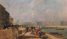 The Pont des Arts and the Louvre from the Quai Conti c1849. Artist: David Cox the elder