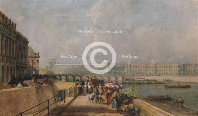 'The Pont des Arts and the Louvre from the Quai Conti', c1849. Artist: David Cox the elder.