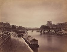 The Pont du Carrousel, Paris: View to the West from the Pont des Arts, 1856-1858. Creator: Gustave Le Gray