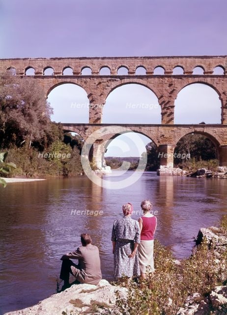 The Pont du Gard over the River Gardon, France, c1955. Creator: Arthur Charles Kirby Ware.