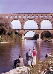 The Pont du Gard over the River Gardon, France, c1955. Creator: Arthur Charles Kirby Ware