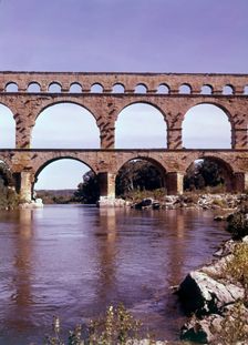 The Pont du Gard over the River Gardon, France, c1955. Creator: Arthur Charles Kirby Ware