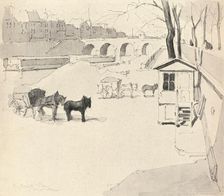 The Pont Marie - Horses and Carts 1915. Artist: Eugene Bejot