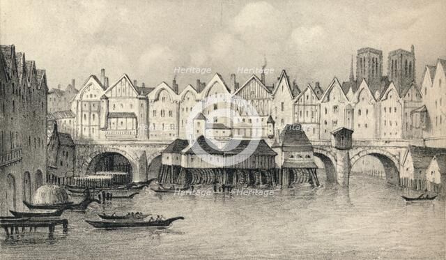 'The Pont Notre-Dame in 1560', 1915.  Artist: Unknown.