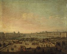 The Pont-Neuf, seen from entrance to Place Dauphine, around 1760, current 1st and 6th..., c1755-1765 Creator: Unknown