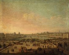 The Pont-Neuf, seen from entrance to Place Dauphine, around 1760, current 1st and 6th..., c1755-1765 Creator: Unknown