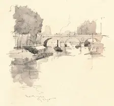 The Pont St Michel 1915. Artist: Eugene Bejot