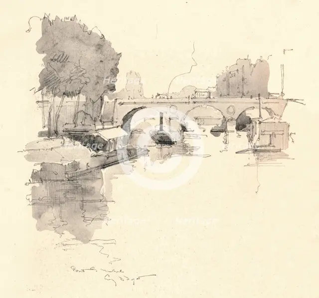 'The Pont St Michel', 1915. Artist: Eugene Bejot.