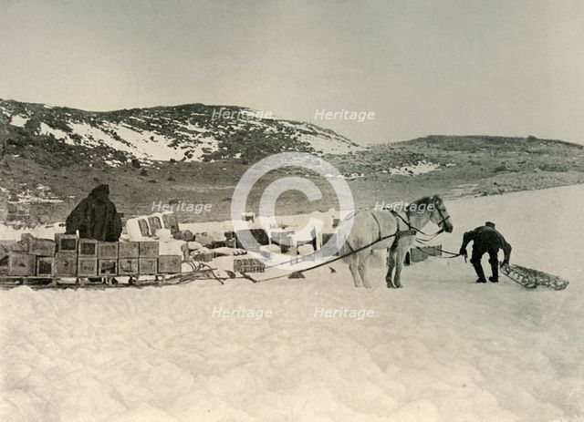 'The Pont Quan About To Draw A Sledge Load of Stores', c1908, (1909). Artist: Unknown.