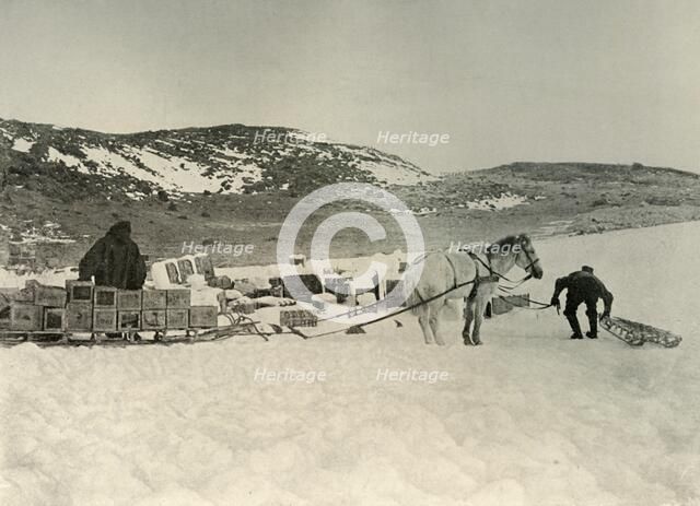 'The Pont Quan About To Draw A Sledge Load of Stores', c1908, (1909). Artist: Unknown.