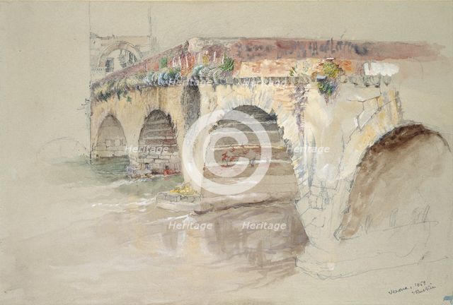 The Ponte della Pietra, Verona, 14-17 June 1869. Artist: John Ruskin.
