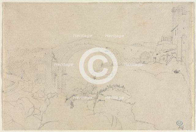 The Ponte dellAbbadia at Vulci, first half 19th century. Creator: Jean-Auguste-Dominique Ingres (French, 1780-1867), follower of.