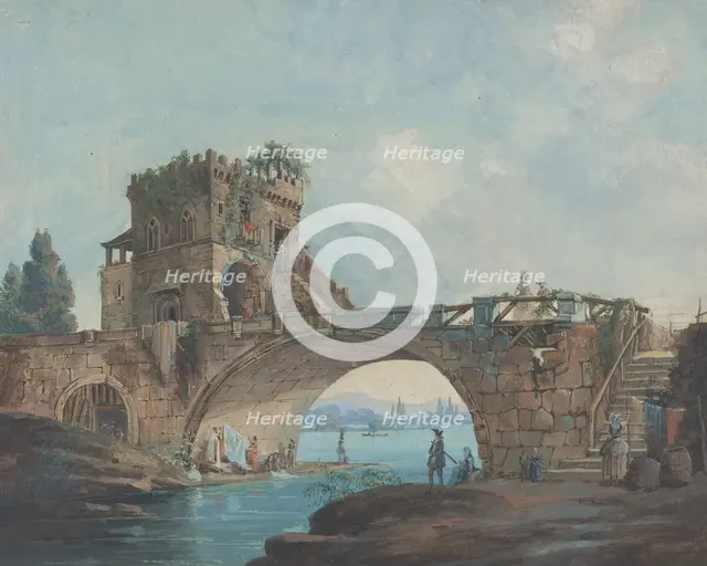 The Ponte Salario with Laundresses, c. 1780. Creator: Unknown.