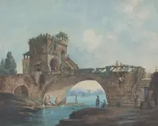 The Ponte Salario with Laundresses, c. 1780. Creator: Unknown
