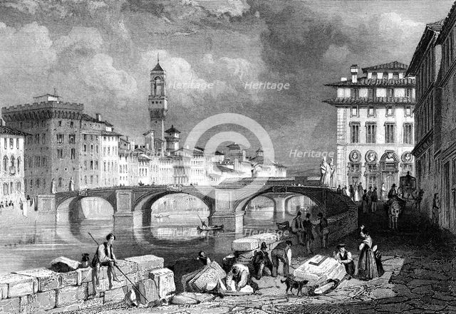 The Ponte Santa Trinita, Florence, Italy, 19th century.Artist: J Redaway