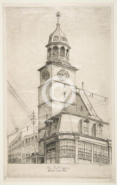 The Post Office, Middle Dutch Church (from Scenes of Old New York), 1870. Creator: Henry Farrer.