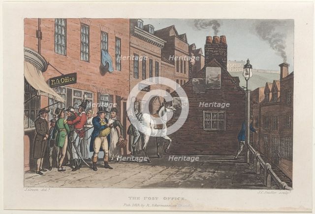 The Post Office, from "Poetical Sketches of Scarborough", 1813., 1813. Creators: Thomas Rowlandson, Joseph Constantine Stadler, J. Bluck.