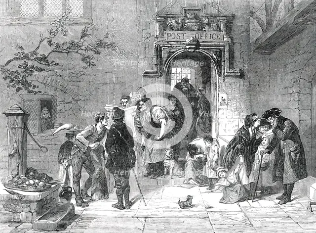 The Post-Office - painted by F. Goodall, 1850. Creator: Unknown.