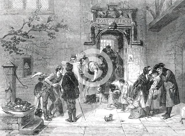 The Post-Office - painted by F. Goodall, 1850. Creator: Unknown.