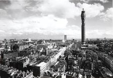 "	The Post Office Tower during construction, London, between 1961 and 1967. Creator: Property Services Agency