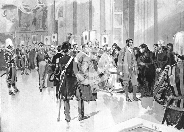 ''The Pope Blessing the French Pilgrims in Rome', 1891. Creator: Unknown.