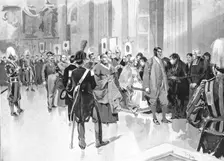 'The Pope Blessing the French Pilgrims in Rome 1891. Creator: Unknown