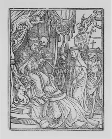 The Pope, from The Dance of Death, ca. 1526, published 1538. Creator: Hans Lützelburger