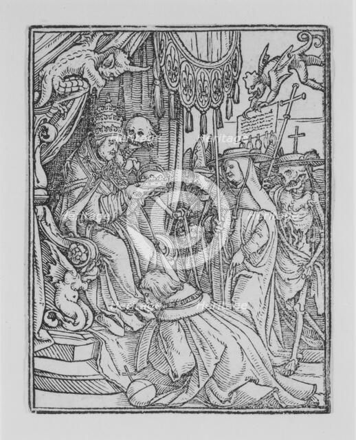 The Pope, from The Dance of Death, ca. 1526, published 1538. Creator: Hans Lützelburger.