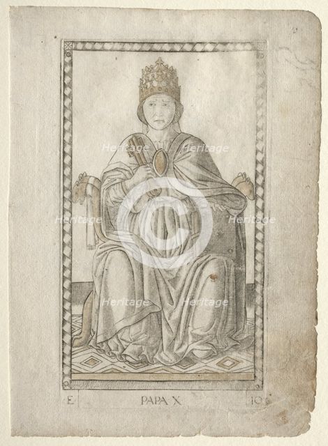 The Pope (from the Tarocchi, series E: Conditions of Man, #10), before 1467. Creator: Master of the E-Series Tarocchi (Italian, 15th century).