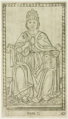 The Pope, plate ten from The Ranks and Conditions of Men, c.1465. Creator: Unknown