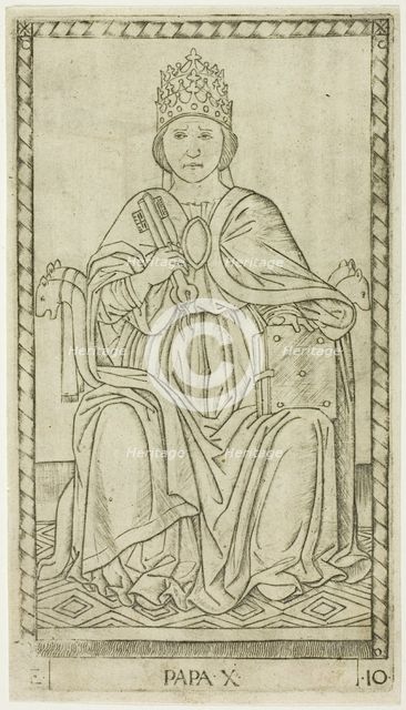 The Pope, plate ten from The Ranks and Conditions of Men, c.1465. Creator: Unknown.