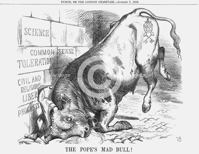'The Pope's Mad Bull', 1865. Creator: John Tenniel.