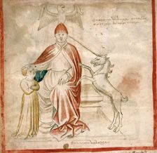 The Pope with the Unicorn. Vaticinia de summis pontificibus, 1450-1460. Creator: Anonymous