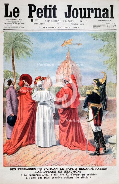 The Pope viewing the plane of Andre Beaumont over Rome, 1911. Artist: Unknown