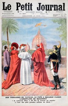 The Pope viewing the plane of Andre Beaumont over Rome, 1911