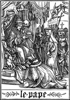 The Pope visited by Death 1538. Artist: Hans Holbein the Younger