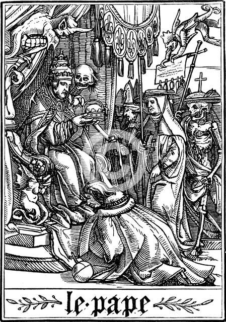 'The Pope visited by Death', 1538. Artist: Hans Holbein the Younger