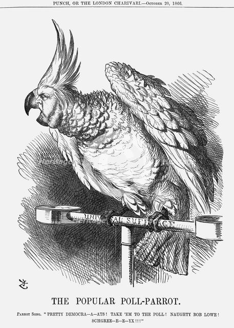 'The Popular Poll-Parrot', 1866. Creator: John Tenniel.