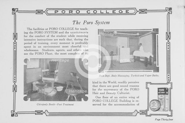 The Poro system; Bath dept.; Chiropody booth- foot treatment, 1922. Creator: Unknown.