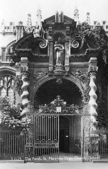The porch of St Mary the Virgin Church, Oxford, Oxfordshire, early 20th century