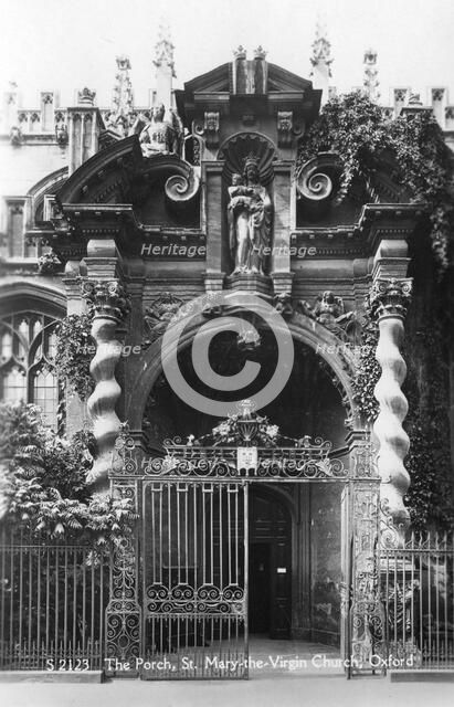 The porch of St Mary the Virgin Church, Oxford, Oxfordshire, early 20th century. Artist: Unknown