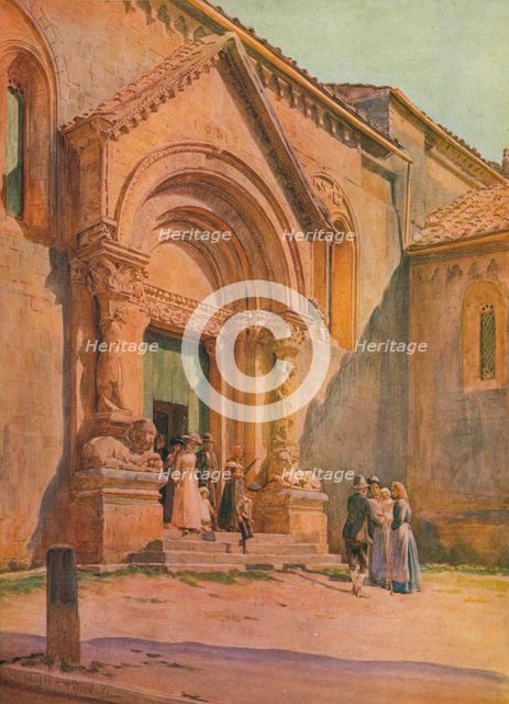 'The Porch of the Pieve at San Quirico D'Orcia', c1900 (1913). Artist: Walter Frederick Roofe Tyndale.