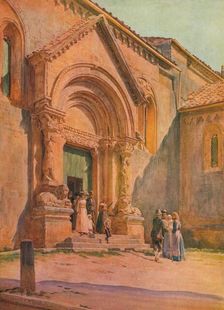 The Porch of the Pieve at San Quirico D'Orcia c1900 (1913). Artist: Walter Frederick Roofe Tyndale