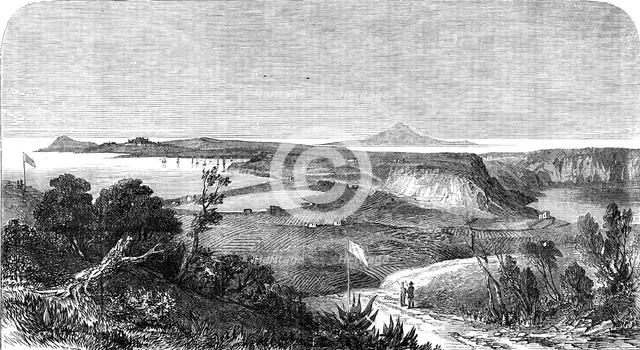 The Port and Castle of Baie: The Cape of Misenum Site of the Garden of Lucullus..., 1856. Creator: Unknown.