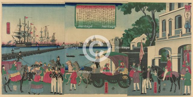 The Port of London, England (Igirisu Rondon no kaiko), from the series "Collection of Scen..., 1862. Creator: Utagawa Yoshitora.